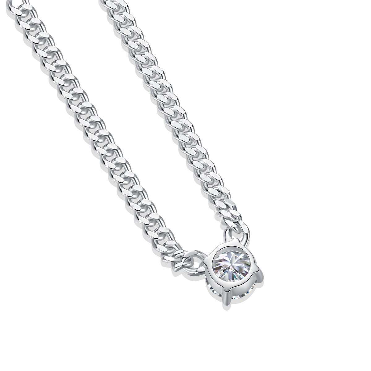 Cuban Necklace Luxury Fashion Diamond Pendant Necklace Set With Mosan Diamond Silver Ornaments