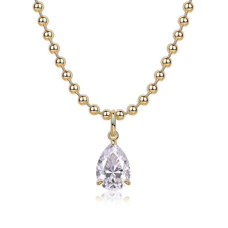 Wish Light - A Fashionable And Trendy Diamond Jewelry Necklace Pendant Set With Pear-shaped Moissanite S925 Sterling Silver And Gold Plating