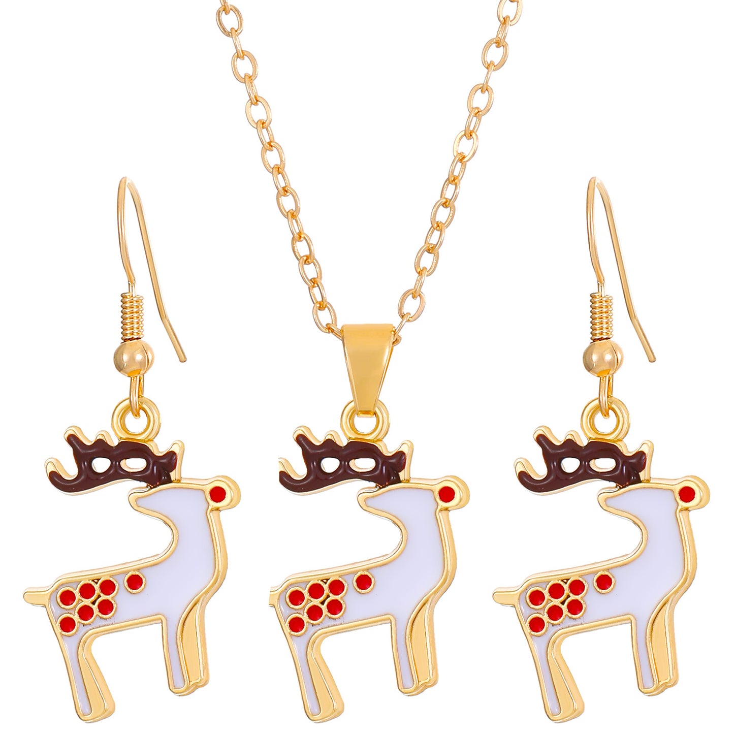 Christmas Ornament Elk Socks Snowman Necklace Earrings Suit