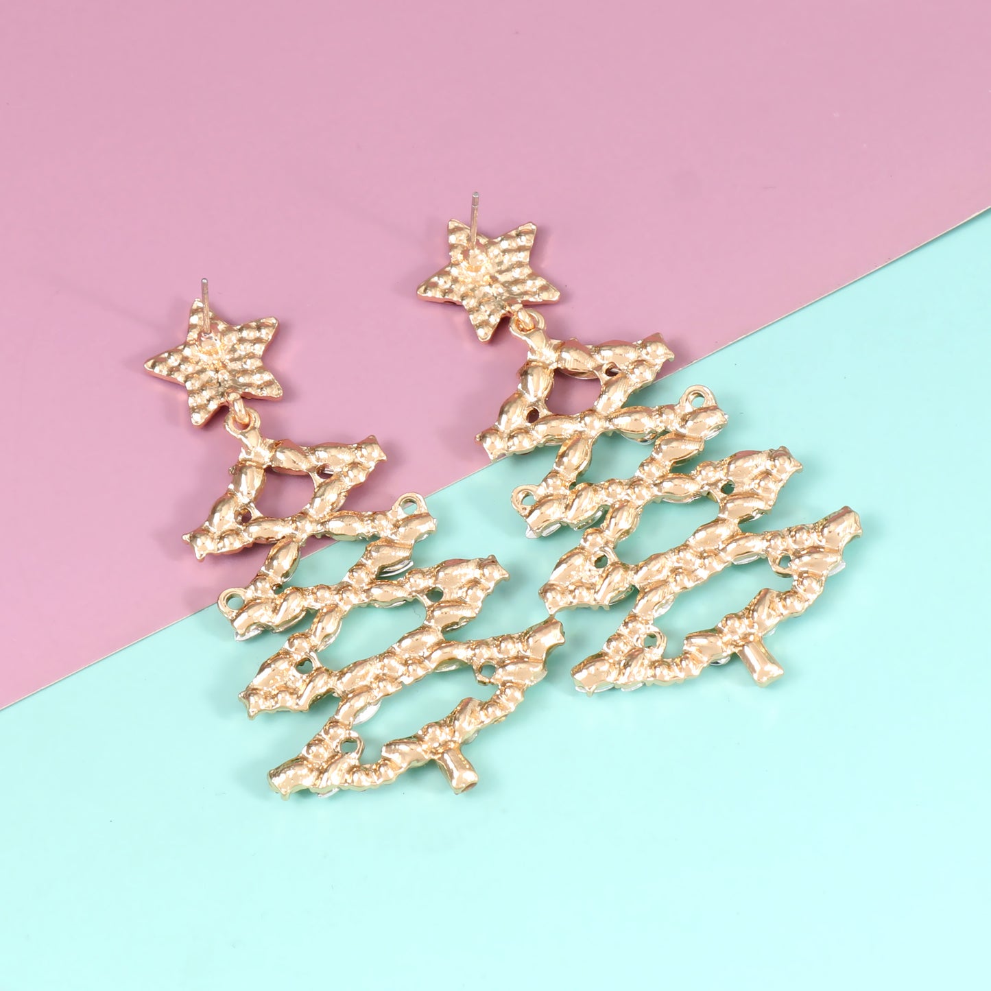 Fashion Christmas Tree Diamond Stud Earrings