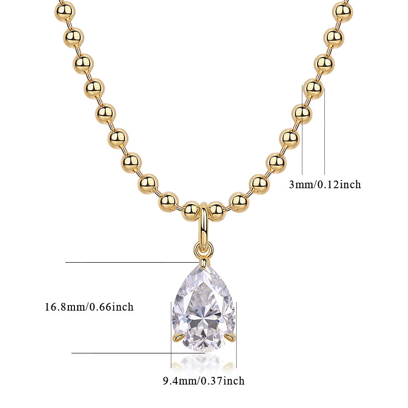 Wish Light - A Fashionable And Trendy Diamond Jewelry Necklace Pendant Set With Pear-shaped Moissanite S925 Sterling Silver And Gold Plating