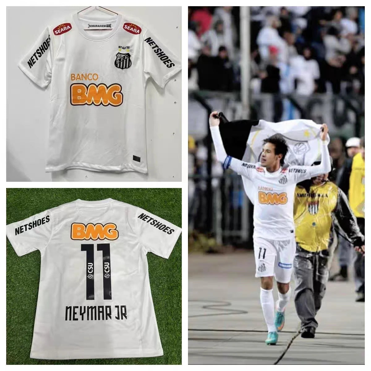 Soccer Jersey/Fans Version/Home kit/Neymar #11/White/Short Sleeves/ Santos