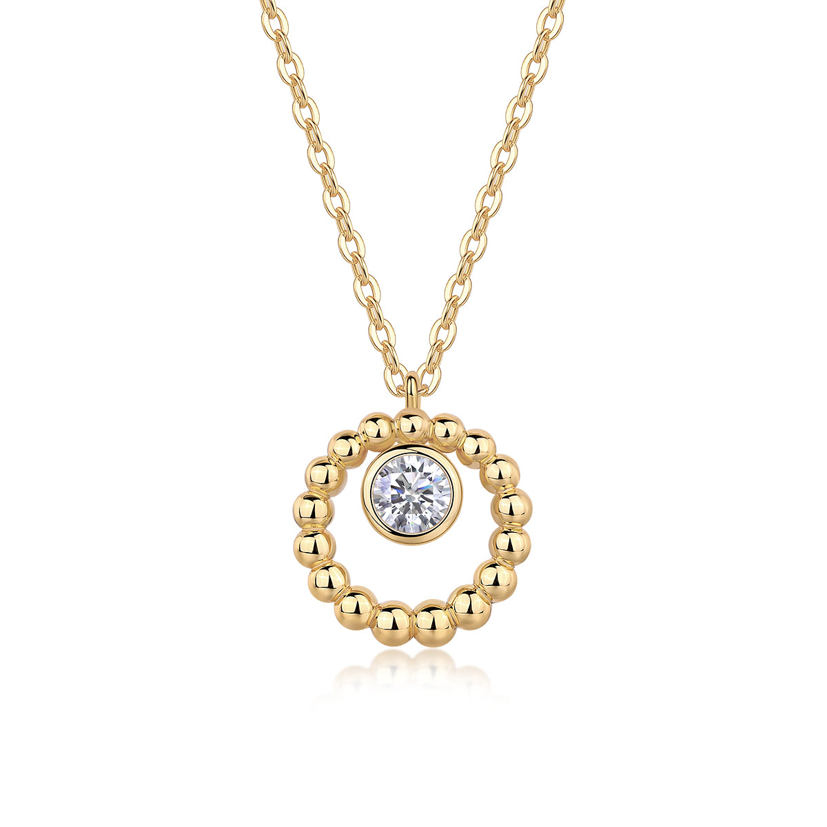 Moon Pearl - A Fashionable And Trendy Diamond Pendant Necklace Set With 0.5-carat Moissanite S925 Sterling Silver And Gold Plating