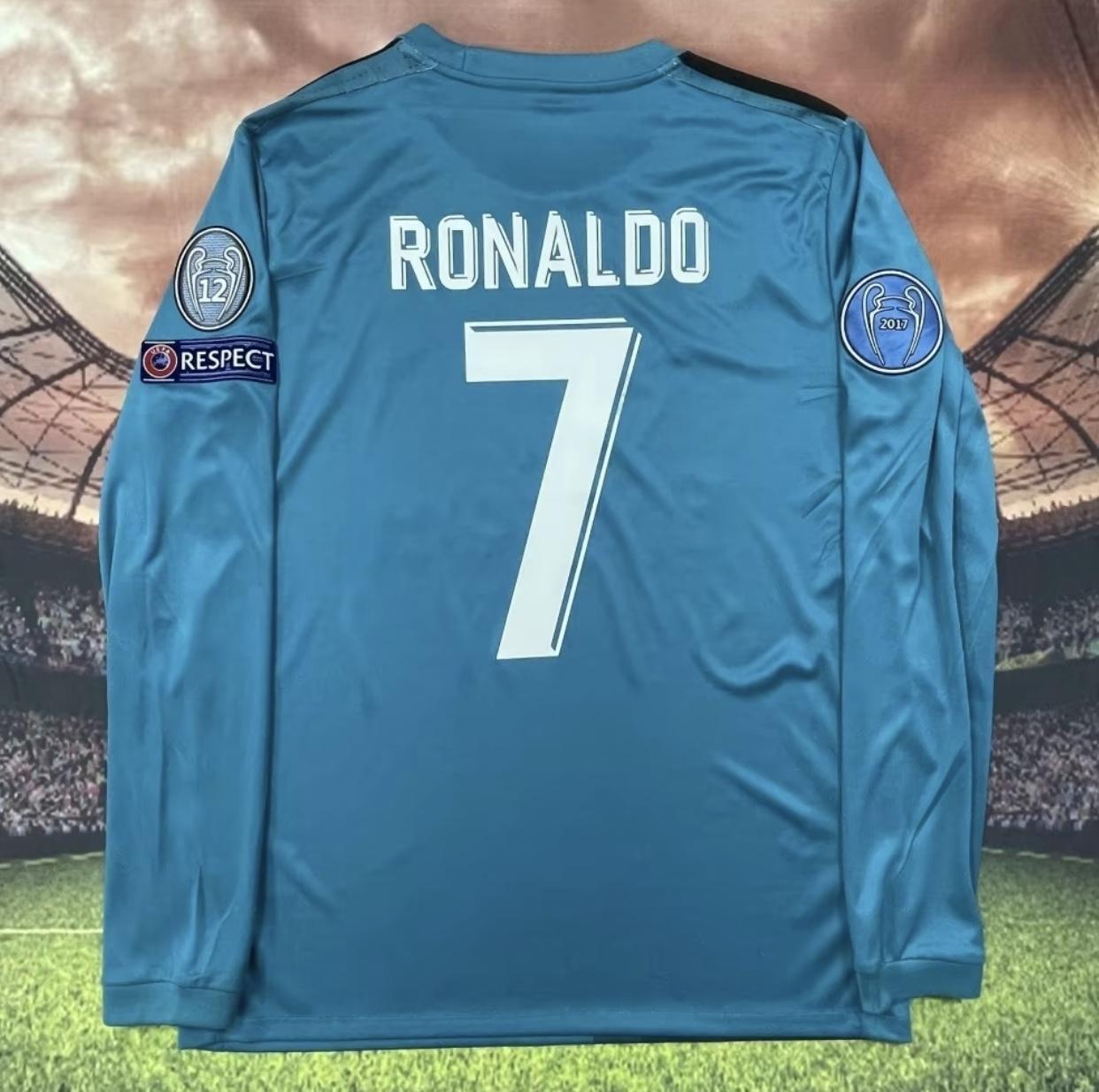2017 2018 Away Retro Blue No.7 Ronaldo Short Sleeved Soccer Jersey