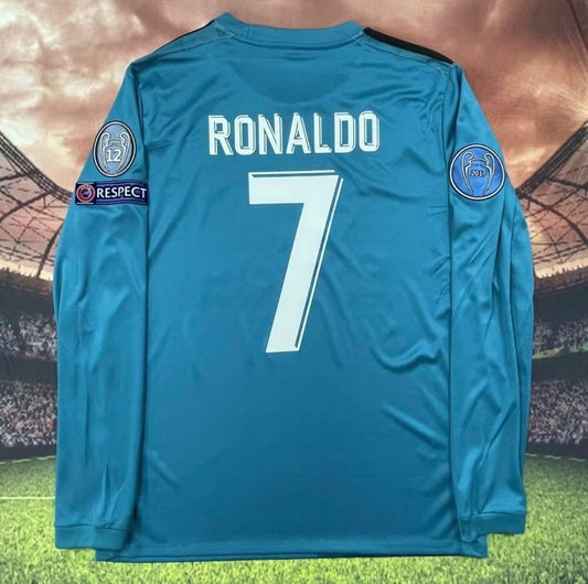 2017 2018 Away Retro Blue No.7 Ronaldo Short Sleeved Soccer Jersey