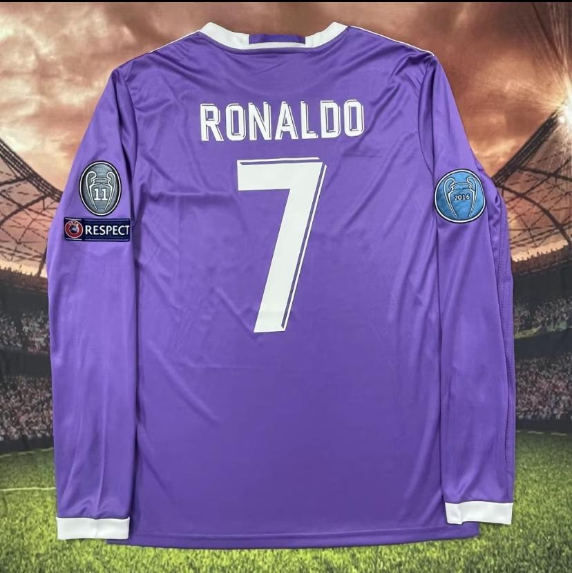 2016 2017 Away Purple No.7 Ronaldo Long SleevedSoccer Jersey