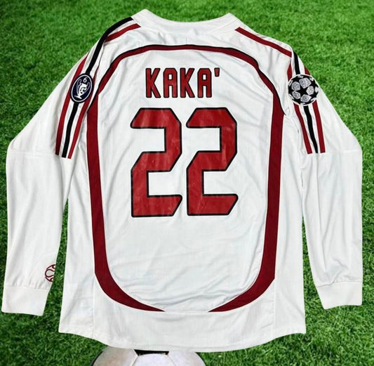 2006 2007 Away Retro White No.22 Kaka LongSleeved Soccer Jersey4