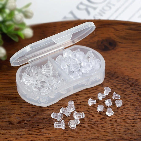 1 Box - 2 Types Of Transparent Soft Silicone Earrings Back Plug-in DIY Earring Accessories