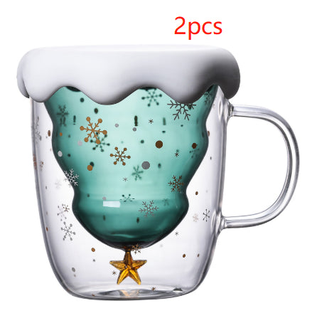 Double-layer Glass Christmas Tree Star Wish Cup High-temperature Resistant Glass Water Cup
