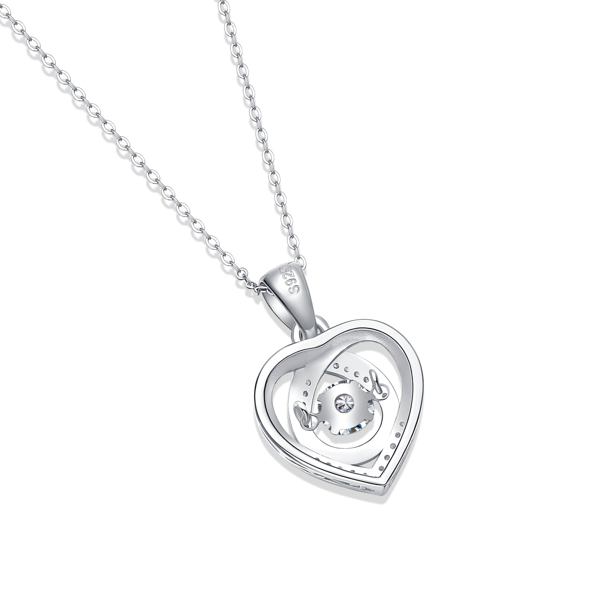 With You In My Heart - A Fashionable And Trendy Jewelry Necklace Pendant Set With 0.5-carat Moissanite S925 Sterling Silver And Platinum Plating