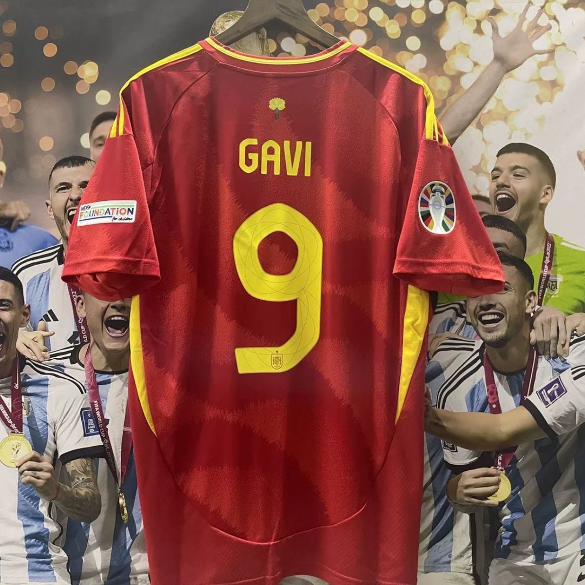 2425 season Spain home jersey European Cup 19 Yamal short sleeve football suit custom print number