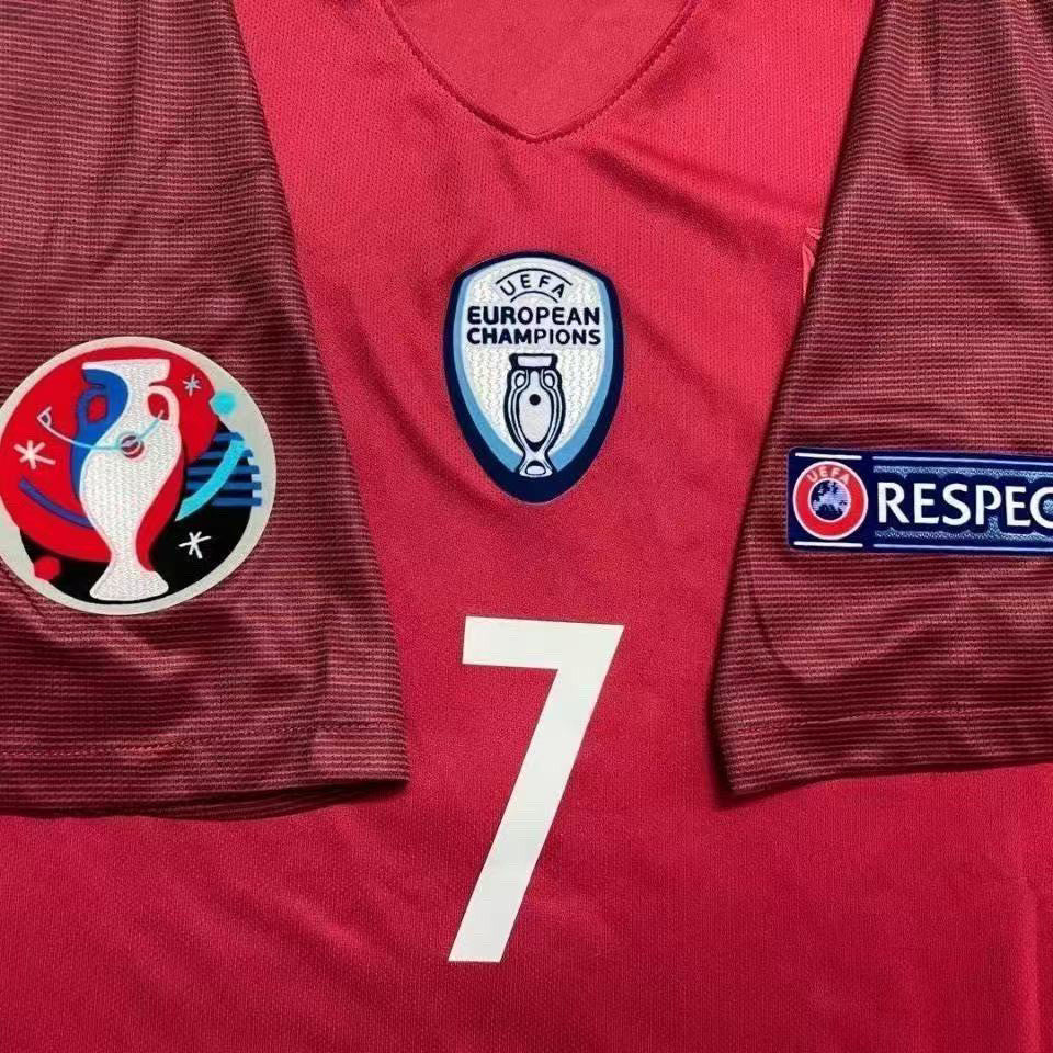 2016 Portugal long-sleeved jersey National team European Cup No. 7 Ronaldo long-sleeved game print number football suit men