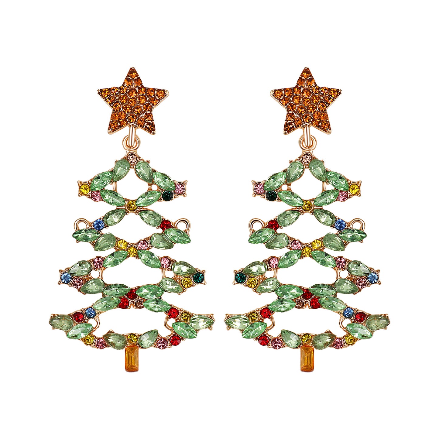 Fashion Christmas Tree Diamond Stud Earrings