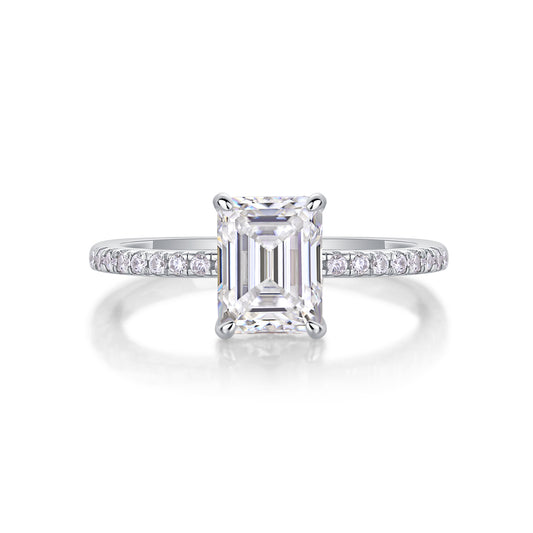 Square Diamond Ring Luxury Fashion Set Moissanite Silver Ring