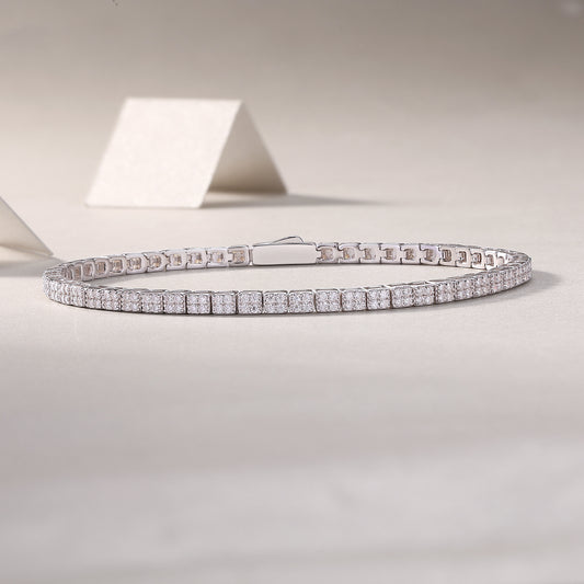 Piano Poet Luxurious Fashion Set Mosan Diamond S925 Silver Bracelet Rivaling Natural Diamonds