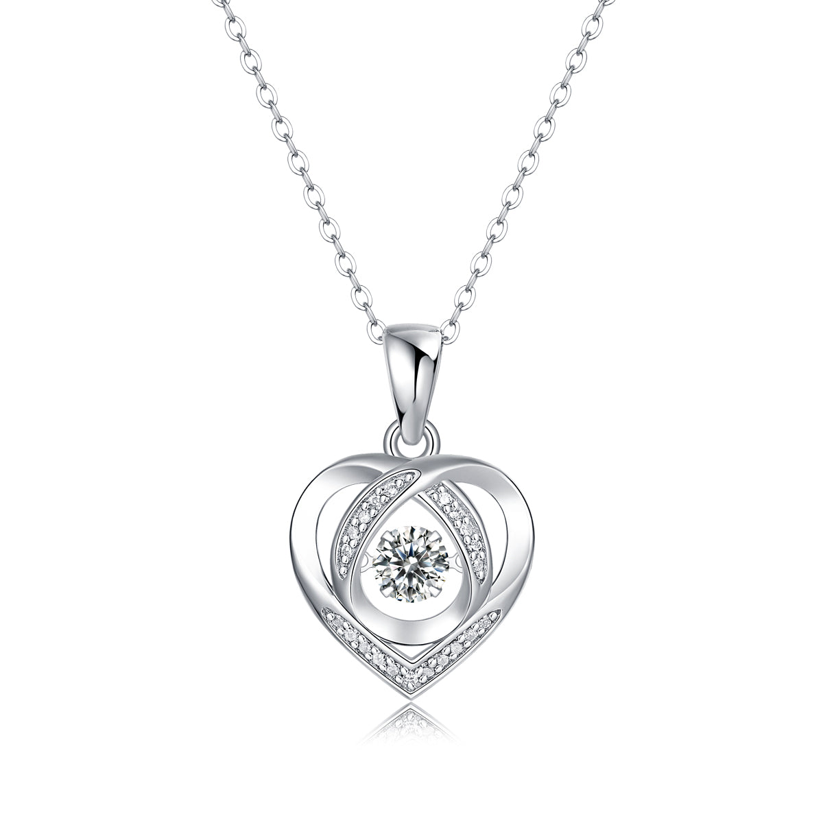 With You In My Heart - A Fashionable And Trendy Jewelry Necklace Pendant Set With 0.5-carat Moissanite S925 Sterling Silver And Platinum Plating