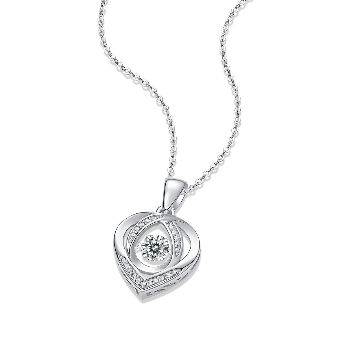 Heart To Have Your Luxurious Fashion Diamond Pendant Necklace Set With Mosan Diamond Silver Ornaments