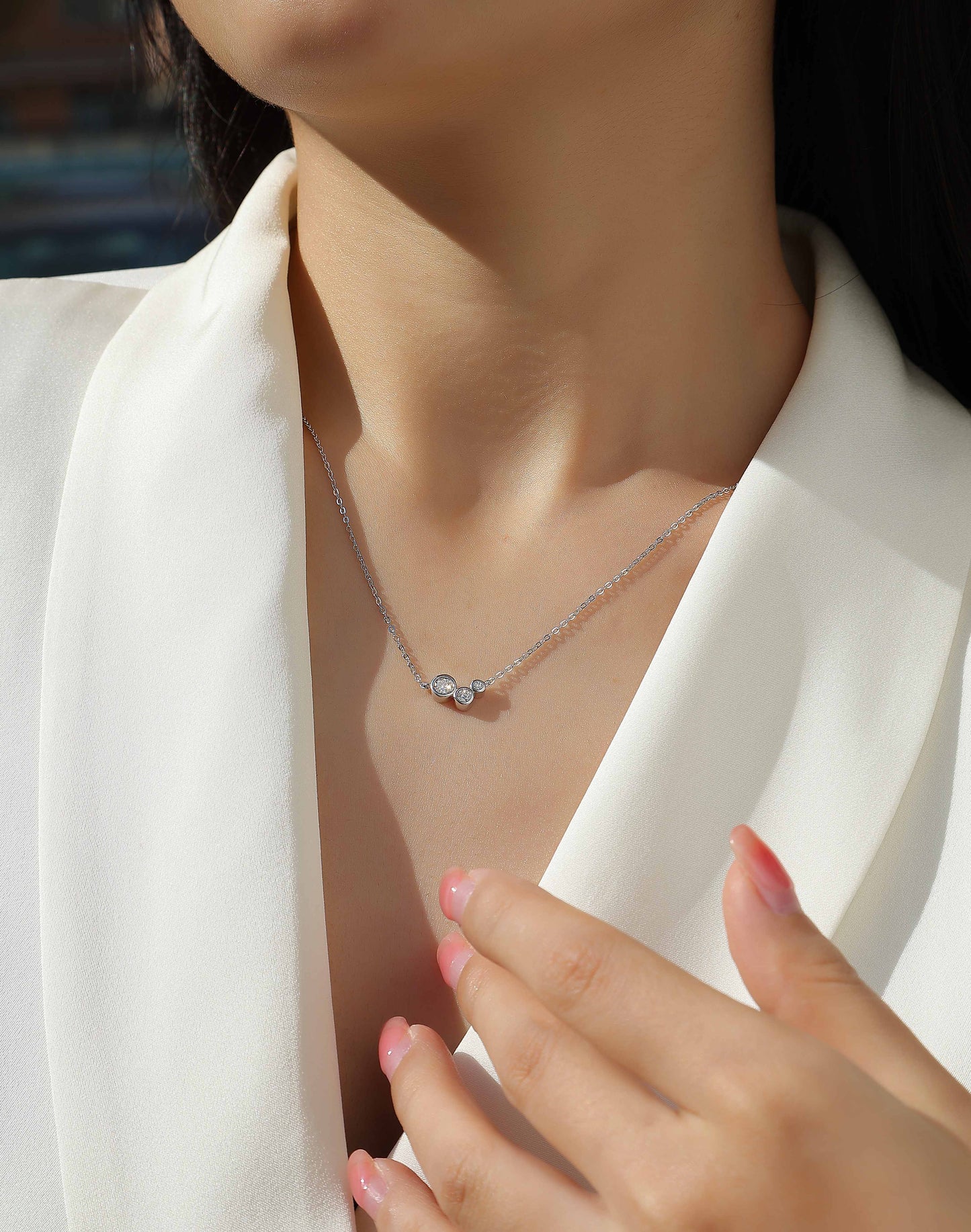 White Dew - A Fashionable And Luxurious Diamond Jewelry Pendant Set With Moissanite S925 Sterling Silver