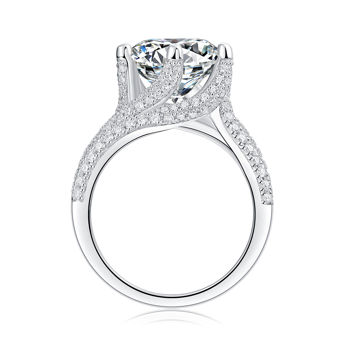 Luxury Fashion Large Diamond Ring Moissanite Silver Ring