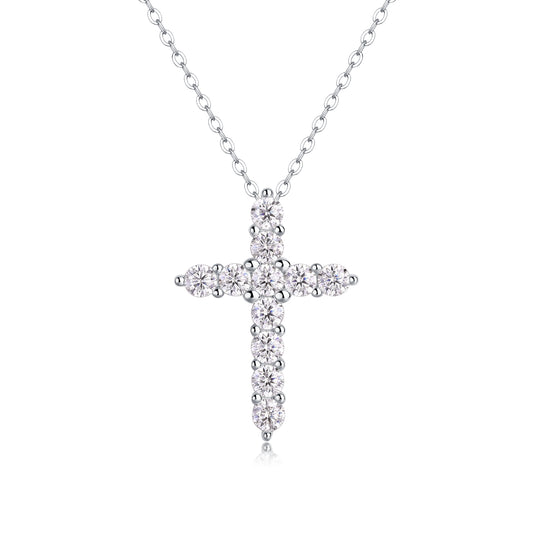 Faith Luxury Fashion Diamond Pendant Necklace Set With Mosan Diamond Silver Ornaments