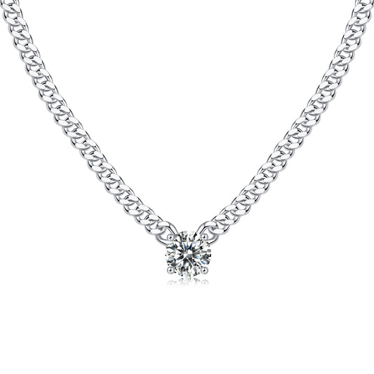 Cuban Necklace Luxury Fashion Diamond Pendant Necklace Set With Mosan Diamond Silver Ornaments