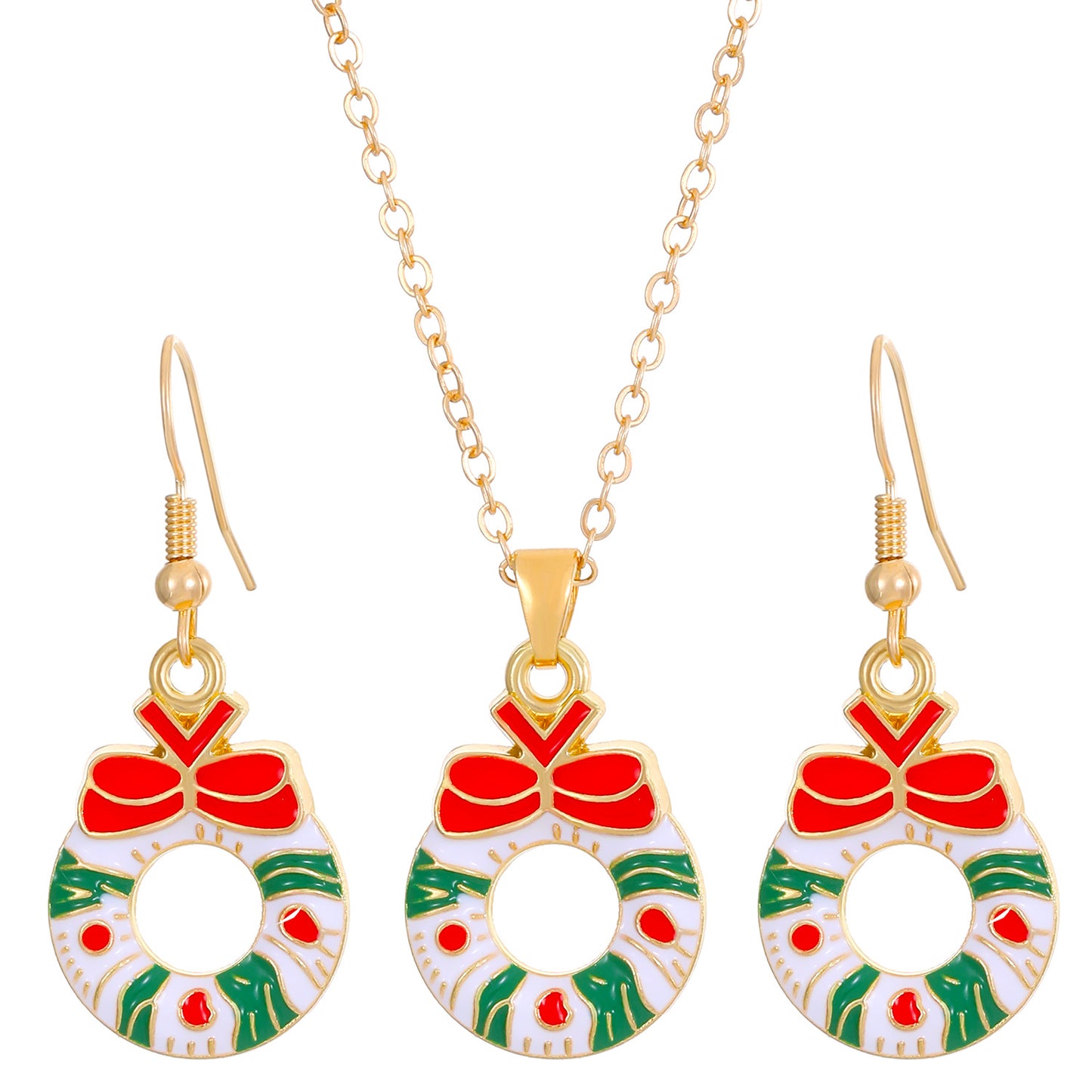 Christmas Ornament Elk Socks Snowman Necklace Earrings Suit