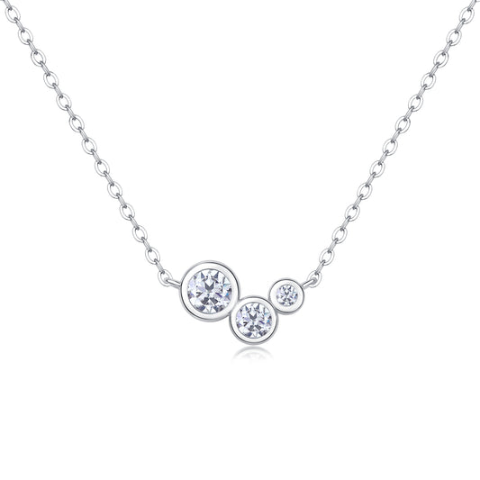 White Dew Luxury Fashion Diamond Pendant Necklace Set With Mosan Diamond Silver Ornaments
