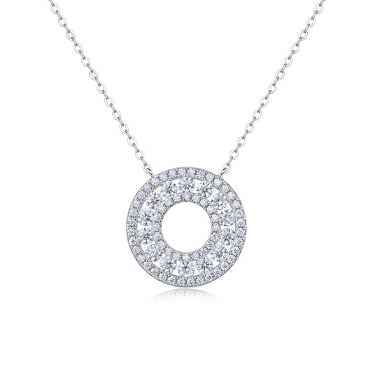 Reciprocating Luxury Fashion Diamond Pendant Necklace Set With Mosan Diamond Silver Ornaments