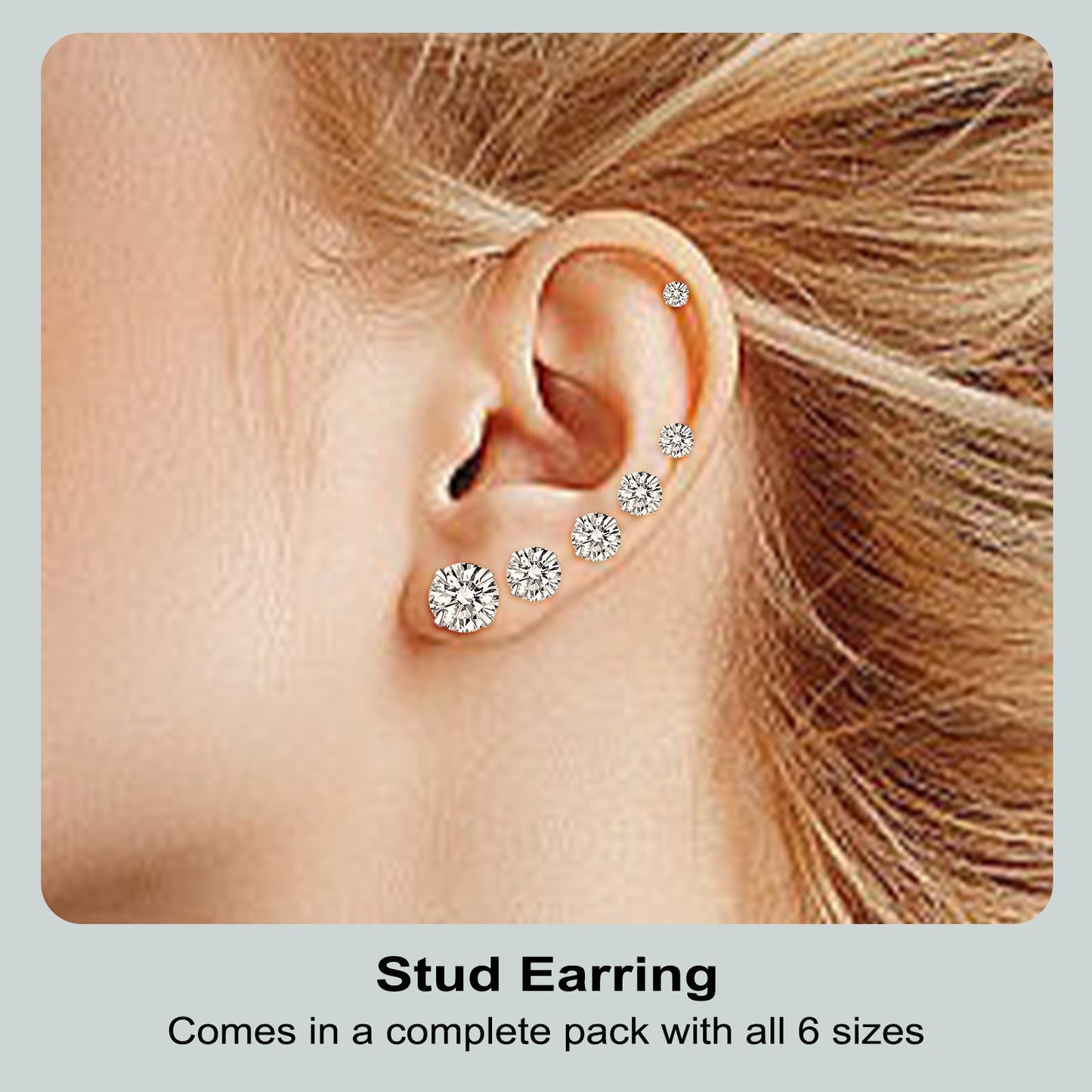 Huazi Diamond, Butterfly Buckle Titanium Steel Stud Earrings 6 Pairs