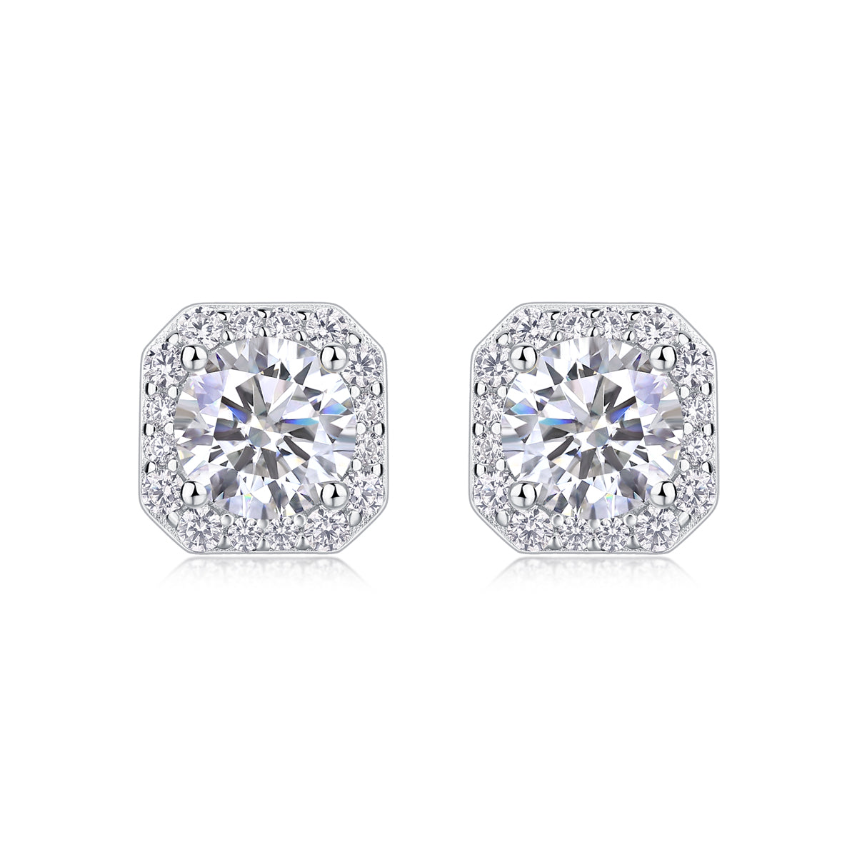 Heart Rose Luxury Fashion Diamond Earrings Stud Set With Mosan Diamond Silver Ornaments