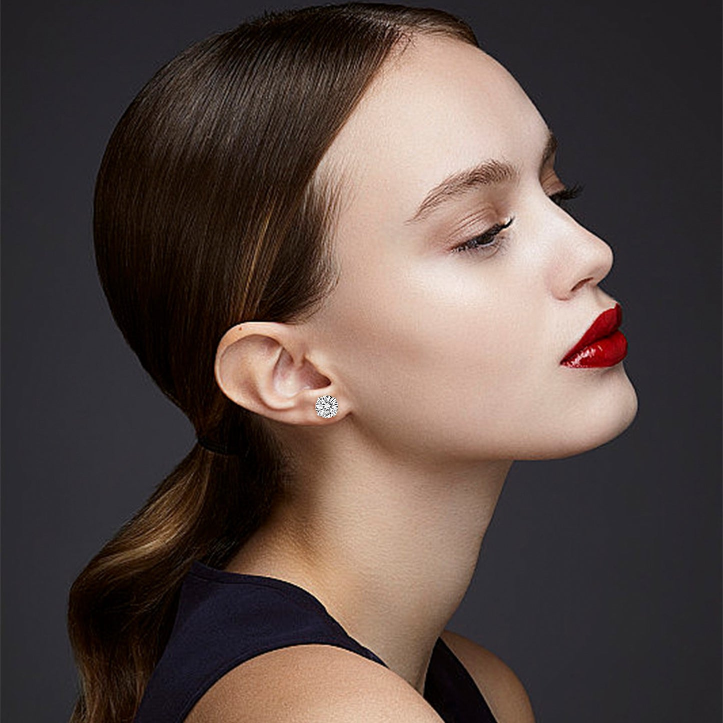 Huazi Diamond, Butterfly Buckle Titanium Steel Stud Earrings 6 Pairs