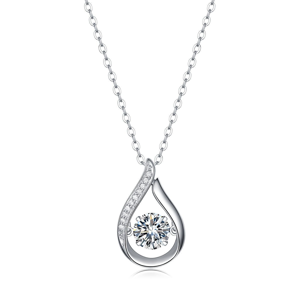 Dynamic - A Fashionable And Trendy Jewelry Necklace Pendant Set With 1-carat Moissanite S925 Sterling Silver And Platinum Plating
