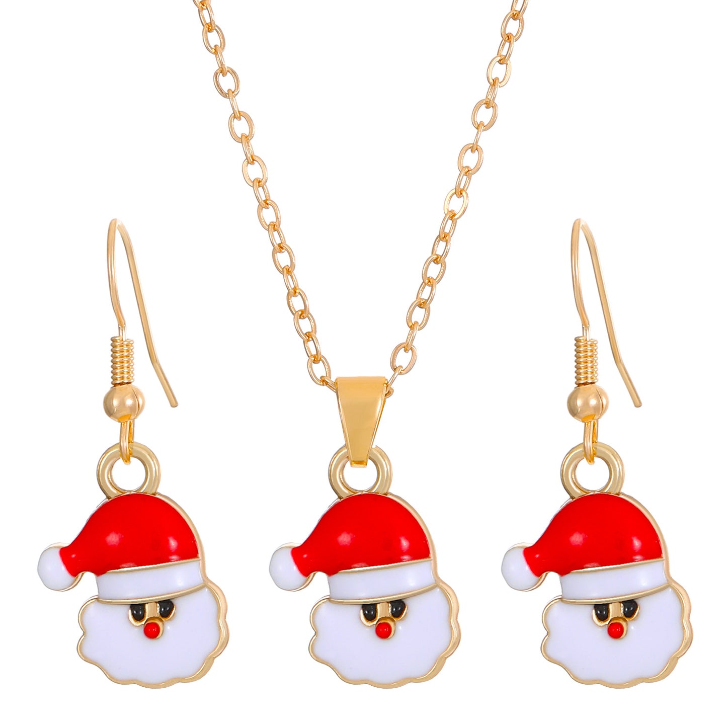 Christmas Ornament Elk Socks Snowman Necklace Earrings Suit